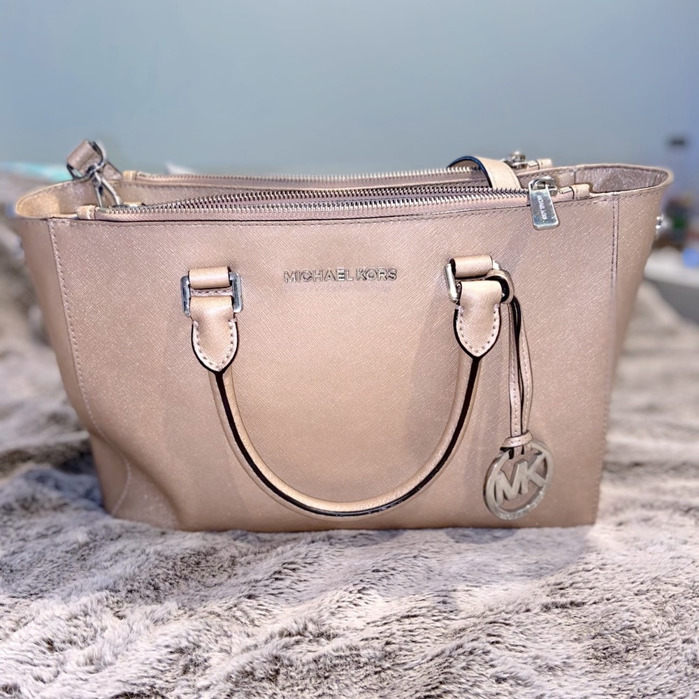 Michael Kors blush pink sparkly purse